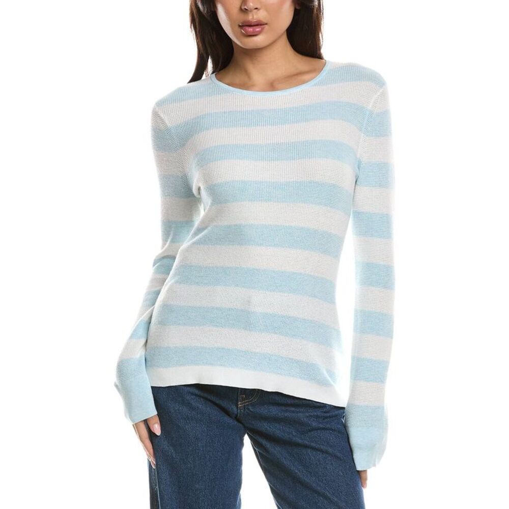 Forte Cashmere Womens Thermal Crewneck Cashmere-Blend Sweater, White